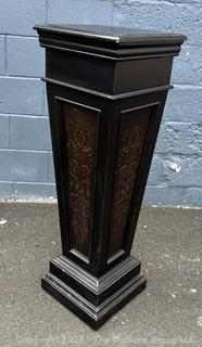 Black Painted Wood Pedestal or Plant Stand.  43" tall.