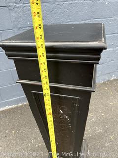 Black Painted Wood Pedestal or Plant Stand.  43" tall.