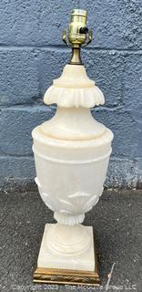 Carve White Alabaster Marble Table Lamp.  27" tall.