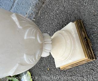 Carve White Alabaster Marble Table Lamp.  27" tall.