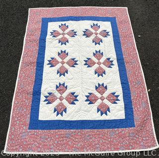 Small Babys Quilt in Pink and Blue made by Quilts Unlimited,  40" x 53".