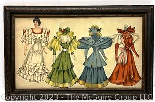 Framed Under Glass "Belle of the South" Paper Dolls, 1894, Raphael Tuck & Co. Designed by Marguerite McDonald.  13" x 20".