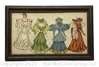 Framed Under Glass "Belle of the South" Paper Dolls, 1894, Raphael Tuck & Co. Designed by Marguerite McDonald.  13" x 20".