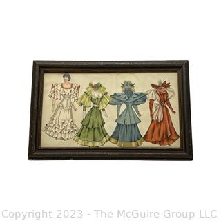 Framed Under Glass "Belle of the South" Paper Dolls, 1894, Raphael Tuck & Co. Designed by Marguerite McDonald.  13" x 20".