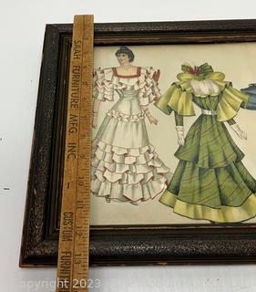 Framed Under Glass "Belle of the South" Paper Dolls, 1894, Raphael Tuck & Co. Designed by Marguerite McDonald.  13" x 20".