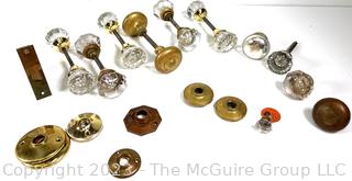 Collection of Brass and Glass Door Knobs and Hardware. 