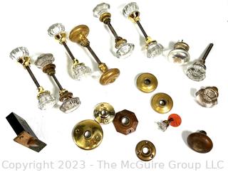 Collection of Brass and Glass Door Knobs and Hardware. 