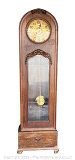 Antique German Heanina Mit Garantie Grandfather Clock in Case.  Missing Weights. 11" x 20" x 78".