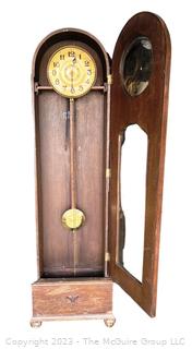 Antique German Heanina Mit Garantie Grandfather Clock in Case.  Missing Weights. 11" x 20" x 78".