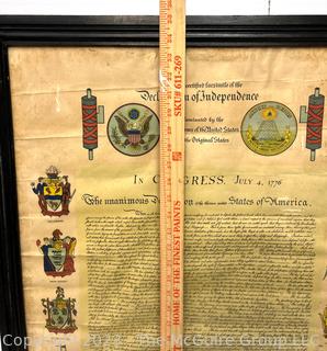 Framed Under Glass Color Lithograph of the Declaration of Independence,  1921 Wm H Wise & Co New York