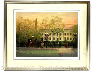 Framed Under Glass Art Print of 1600 Pennsylvania Ave Washington , DC  by G Harvey.  30" x 36".