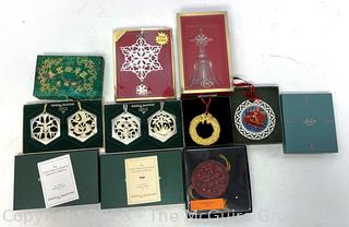 Collection of Christmas Ornaments in Original Boxes Including Lenox & Reed & Barton