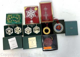 Collection of Christmas Ornaments in Original Boxes Including Lenox & Reed & Barton