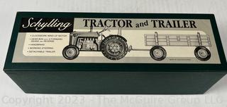 Schylling Tin Litho Wind-up Tractor and Trailer Toy in Box