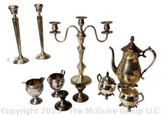 Collection of Silver Plate and Weighted Sterling Table Items.  