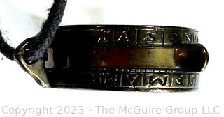 Antique Brass Farmers’ Ring with Diptych Sundial on Leather Cord