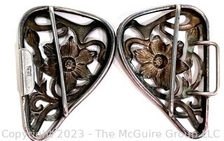 Art Nouveau Victorian 2 Piece Vintage Sash Buckle Marked MF (Maurice Freeman)