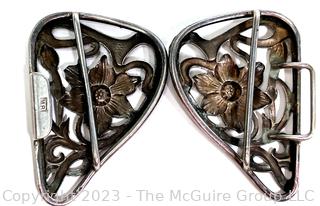 Art Nouveau Victorian 2 Piece Vintage Sash Buckle Marked MF (Maurice Freeman)