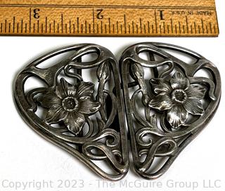 Art Nouveau Victorian 2 Piece Vintage Sash Buckle Marked MF (Maurice Freeman)