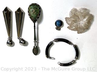 Group of Jewelry and Cloisonne Spoon.