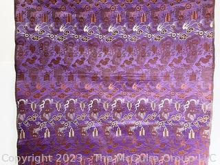 Purple Chinese Brocade Dragon Fabric Remnant.  27" x 53"