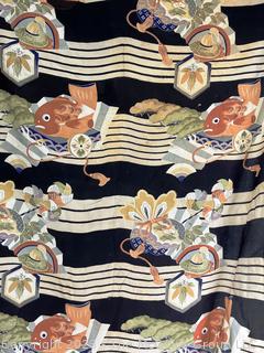 Vintage Japanese Printed Fabric Made for the American Market, Pre WWII With Passed By Imperial Japanese Government Stamp.