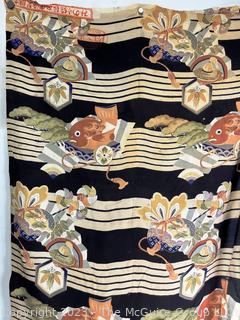 Vintage Japanese Printed Fabric Made for the American Market, Pre WWII With Passed By Imperial Japanese Government Stamp.