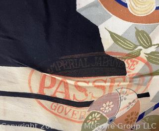 Vintage Japanese Printed Fabric Made for the American Market, Pre WWII With Passed By Imperial Japanese Government Stamp.