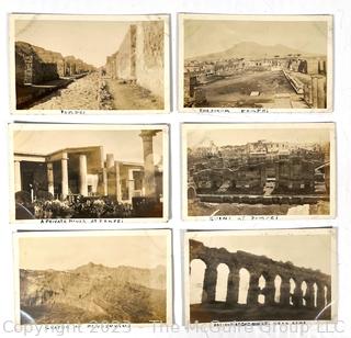 Six (6) Antique Real Photo Postcards of Pompeii Italy circa 1920 