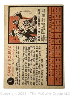 Sports Cards: Baseball: 1962 Topps #5 Sandy Koufax