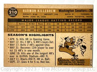 Sports Cards: Baseball: 1960 Topps #210 Harmon Killebrew Washington Senators