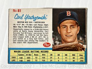 Sport Card: Baseball: Post Card #61 Carl Yastremski