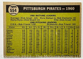 Sports Cards: Baseball: 1961 Topps #554 Pittsburgh Pirates Team Card