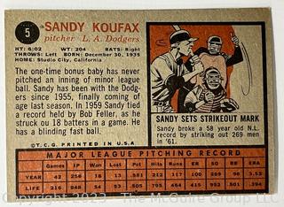 Sports Cards: Baseball: 1962 Topps #5 Sandy Koufax