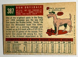 Sports Cards: Baseball: 1959 Don Drysdale Topps #387