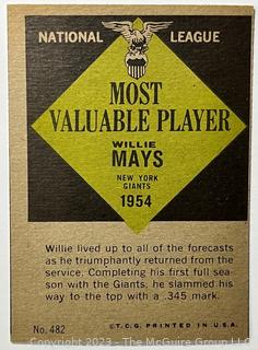 Sports Cards: Baseball: 1961 Topps #482 Willie Mays San Francisco Giants MVP