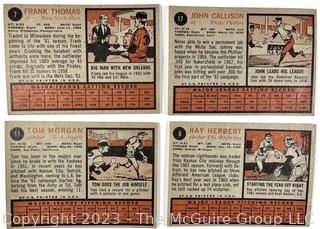 Sports Cards: Baseball: 18 1962 Topps Cards: Jim Kaat; Rocky Colavito; Frank Thomas; Tom Tresh; Minni Minoso; Ed Mathews; Dick Houser; et al