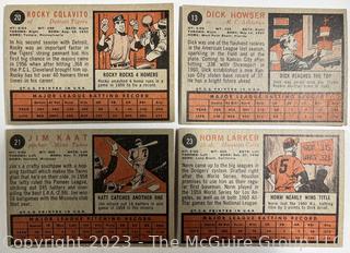 Sports Cards: Baseball: 18 1962 Topps Cards: Jim Kaat; Rocky Colavito; Frank Thomas; Tom Tresh; Minni Minoso; Ed Mathews; Dick Houser; et al