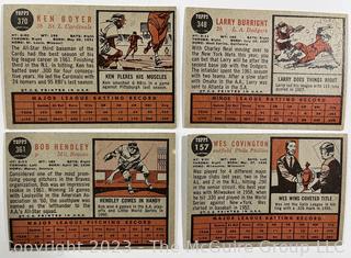 Sports Cards: Baseball: (20) Topps Cards 1962: Ed Mathews; Ken Boyer; Curt Flood et al