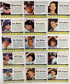 Sports Cards: Baseball: 15 Post Cereal 1961 Baseball Star Cards: Brooks Robinson; Jim Perry; Whitey Herzog et al