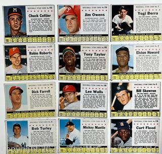 Sports Cards: Baseball: 12 Post Cereal 1961 Baseball Star Cards: Micky Mantle; Yogi Berra et al