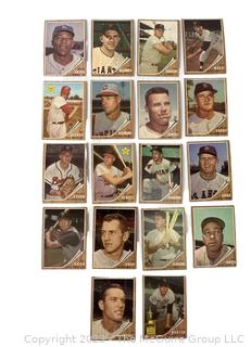 1962 Topps Baseball card lot 18: Warren Spahn; Jim Piersall; Jay Hook; Willie Davis; Sam Jones, et al