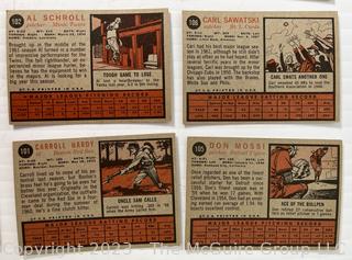 1962 Topps Baseball card lot 18: Warren Spahn; Jim Piersall; Jay Hook; Willie Davis; Sam Jones, et al