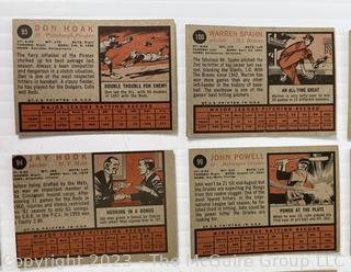 1962 Topps Baseball card lot 18: Warren Spahn; Jim Piersall; Jay Hook; Willie Davis; Sam Jones, et al