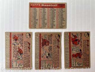 1958 Topps 4 Baseball Card lot: Harmon Killebrew and Washington Senators Team checklist.