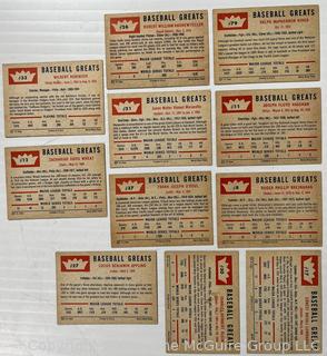 1961 Fleer Baseball Greats: 11 cards: Ralph Kiner et al