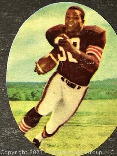 1958 Topps Cleveland Browns running back Jim Brown "Rookie Card" #64. See photos for condition. Sharp corners, well centered, good candidate for grading.