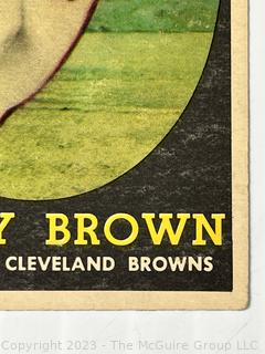 1958 Topps Cleveland Browns running back Jim Brown "Rookie Card" #64. See photos for condition. Sharp corners, well centered, good candidate for grading.