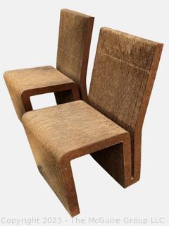 Set of Two (2) Easy Edges Corrugated Cardboard Chairs Designed by Frank Gehry, Early 1970s Model.  Measures 15w x 21d x 32.5" height