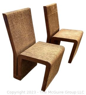 Set of Two (2) Easy Edges Corrugated Cardboard Chairs Designed by Frank Gehry, Early 1970s Model.  Measures 15w x 21d x 32.5" height